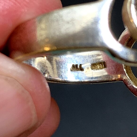 VTG Sterling Silver 925 Double Teardrop Design Bypass Statement Ring Size 8.25 - Picture 5 of 13